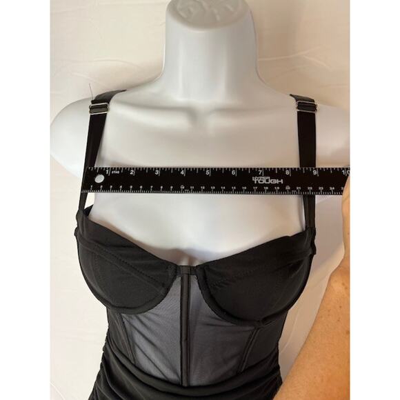 NEW White Fox Corset Dress Size XS Mesh Ruched Mini Black,Party, Club NWT - Picture 7 of 8